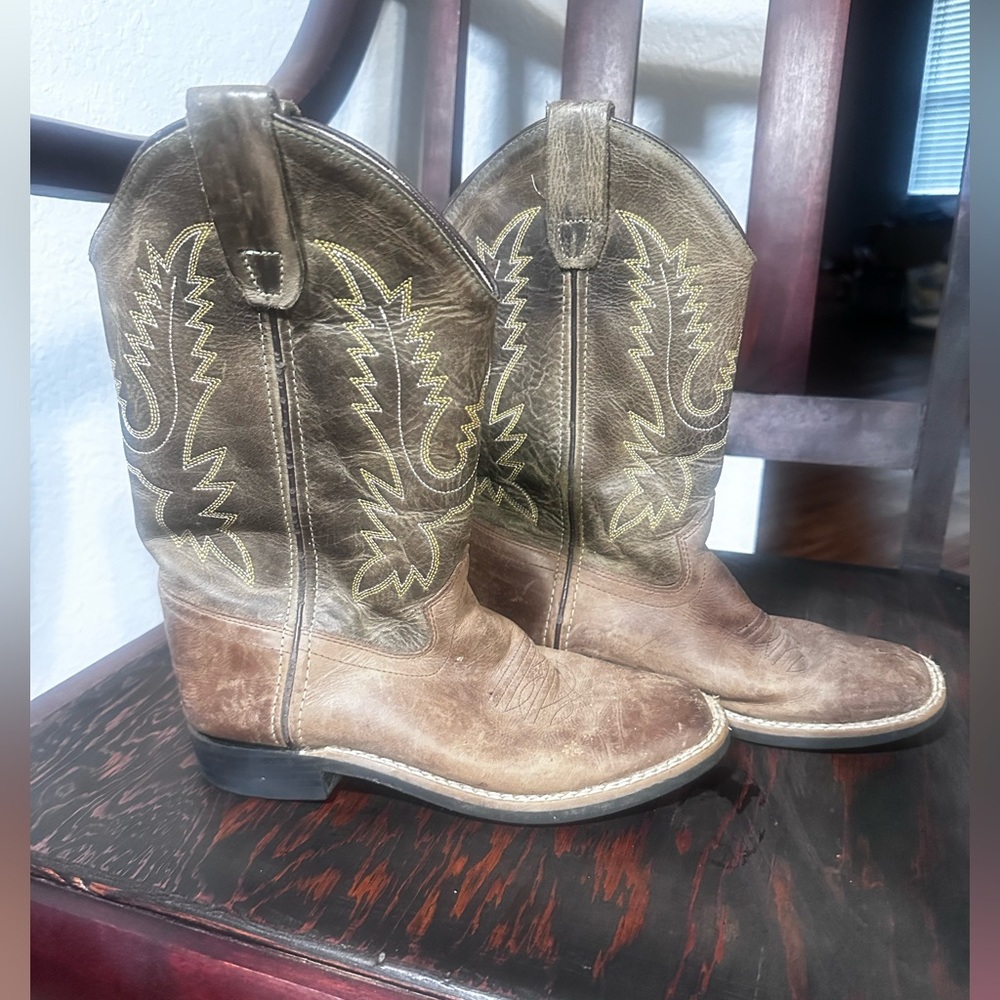Old West Women's Brown Cowgirl Leather Classic Ankle Western Boot Size 7